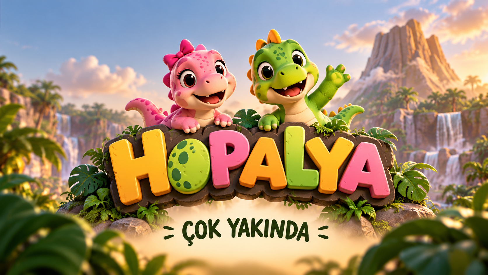 Pembe ve yeşil sevimli dinozorlarla HOPALYA. Çok yakında!